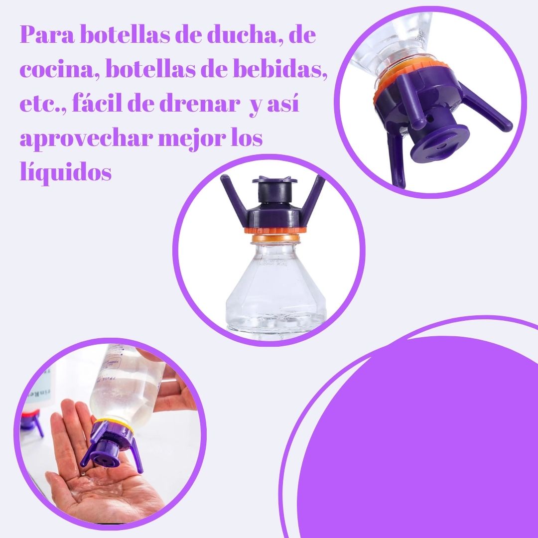 Kit de 6 soportes para vaciado de botellas, tapa invertida a prueba de fugas