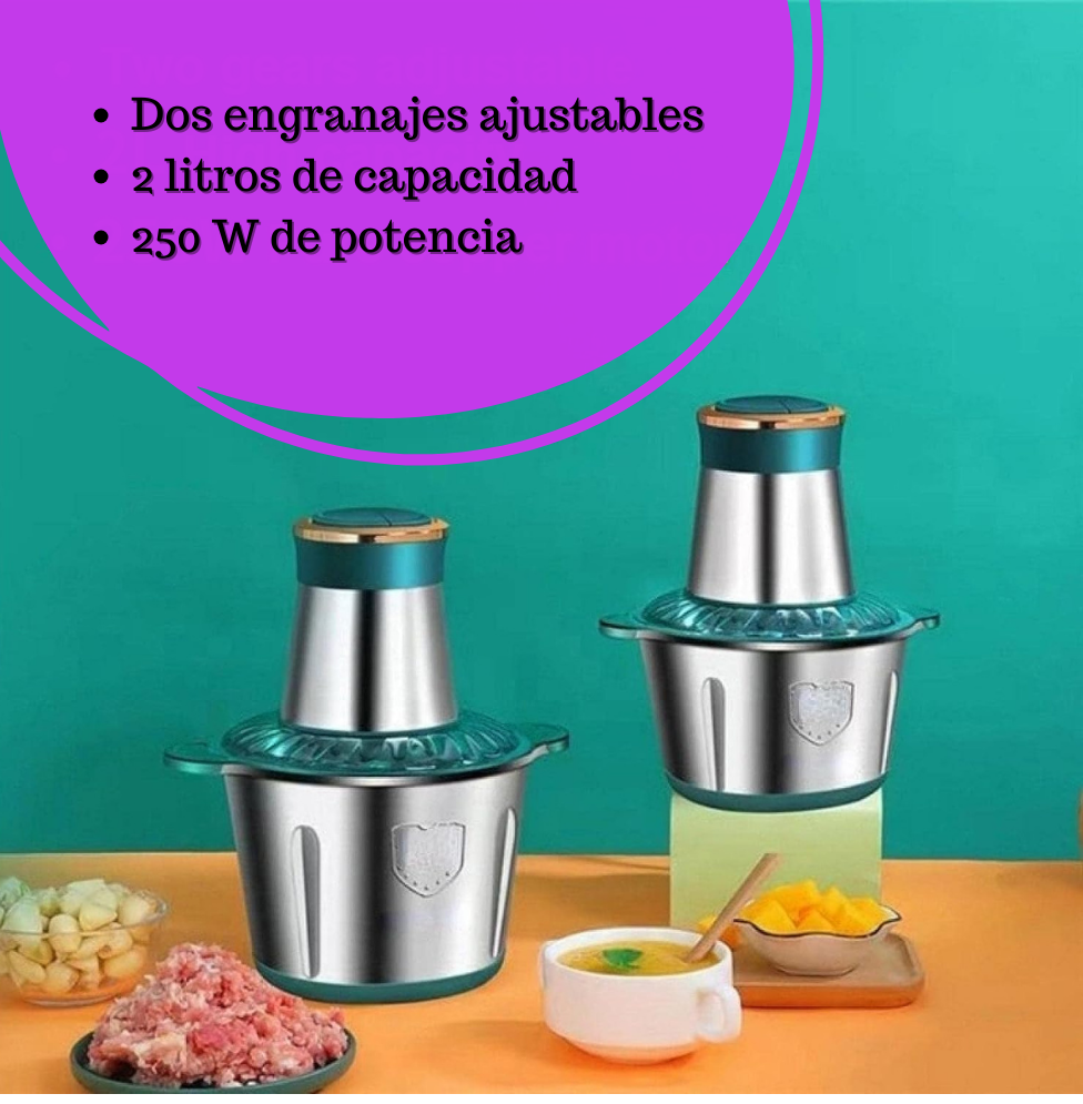 Procesador de alimentos, picadora de carne de acero inoxidable de 2L