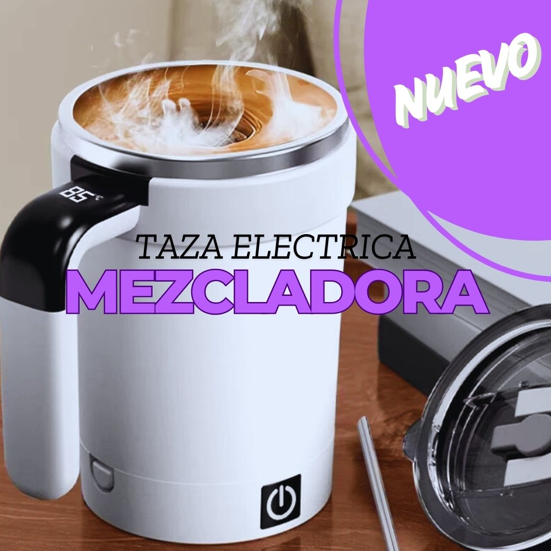 Taza eléctrica automezcladora, recargable por USB, con sensor de temperatura y base extraíble