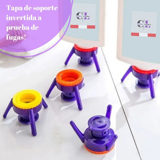 Kit de 6 soportes para vaciado de botellas, tapa invertida a prueba de fugas