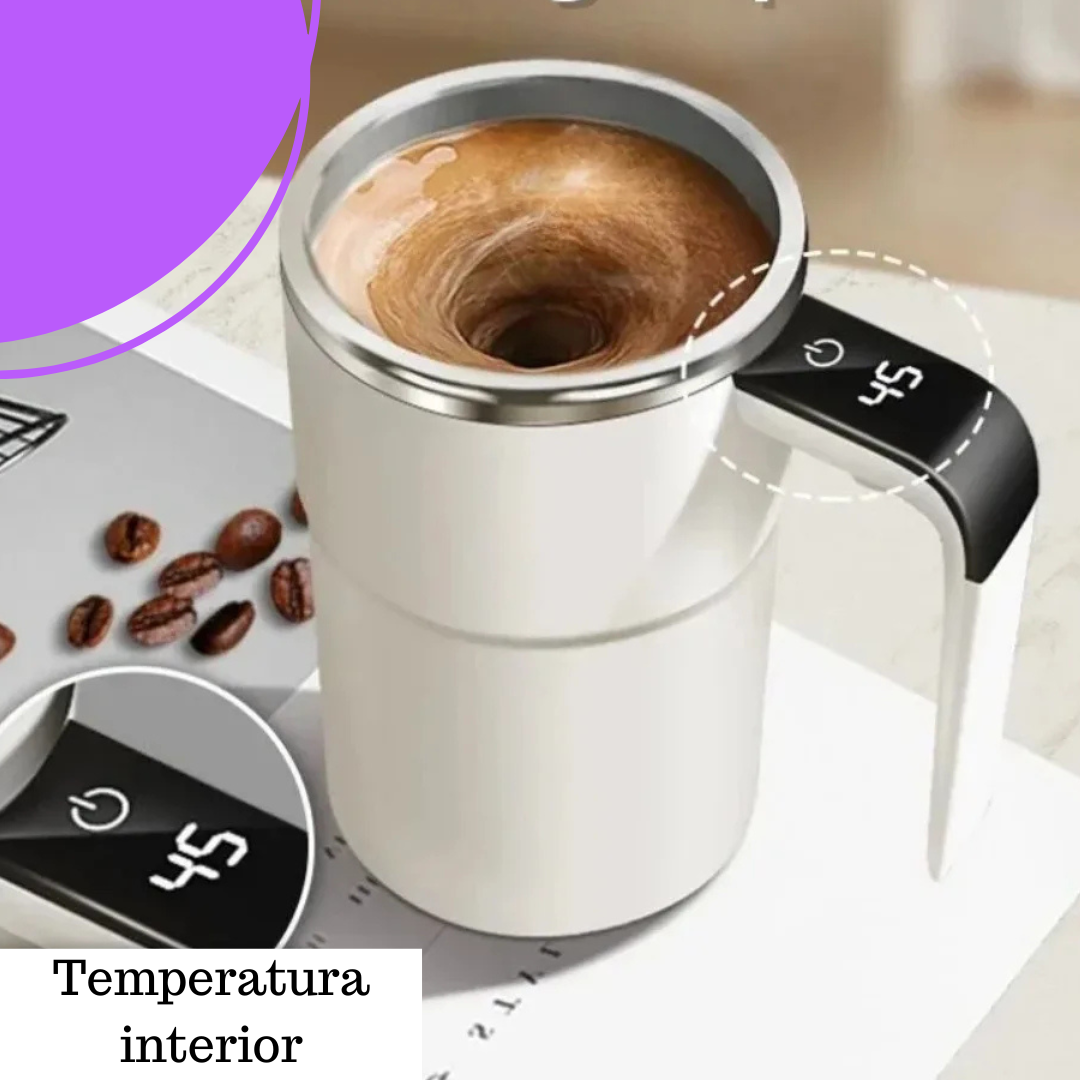 Taza eléctrica automezcladora, recargable por USB, con sensor de temperatura