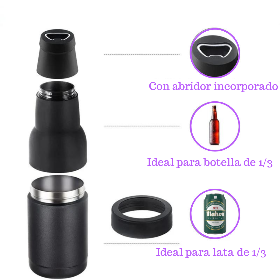 Enfriador de botellas y latas de cerveza de acero inoxidable y doble pared