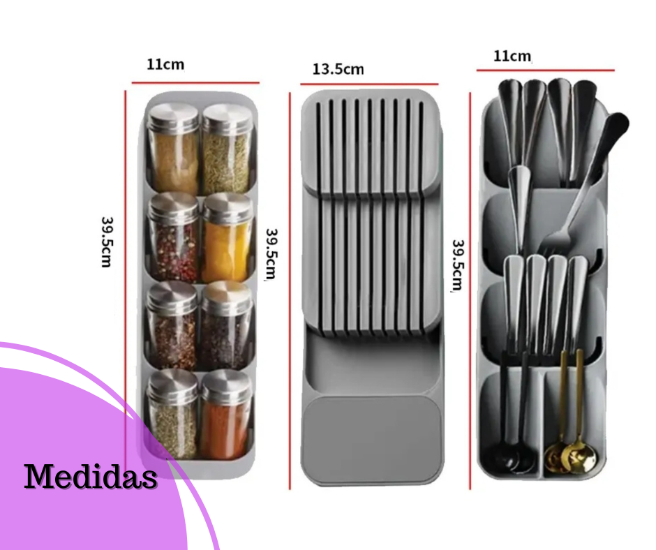 Linear cutlery holder, knife holder and spice rack.