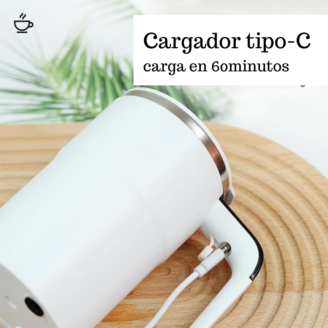 Taza eléctrica automezcladora, recargable por USB, con sensor de temperatura