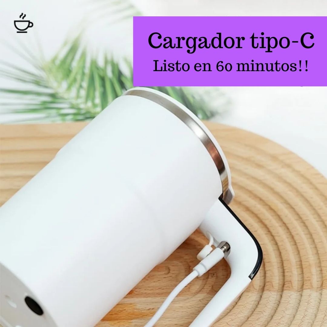 Taza eléctrica automezcladora, recargable por USB, con sensor de temperatura y base extraíble