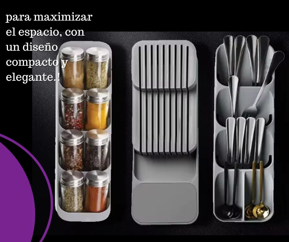 Linear cutlery holder, knife holder and spice rack.